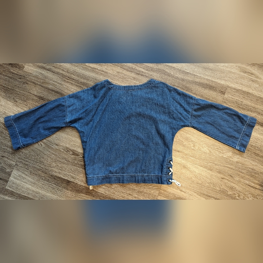 MADEWELL Denim Chambray Split Neck Top - Picture 3 of 3